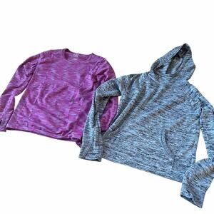 Athleta Girl Shirts Lot Long Sleeve Athletic Pink Grey Active Shirt M 8-10